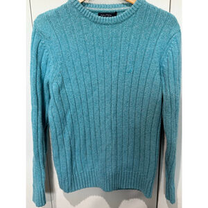Women's Nautica Teal Ribbed Crew Neck Sweater M